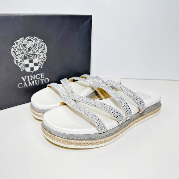 Vince Camuto Rallsan Strappy Rhinestone Sandal Cloudy Gray Women 6W - Picture 4 of 7